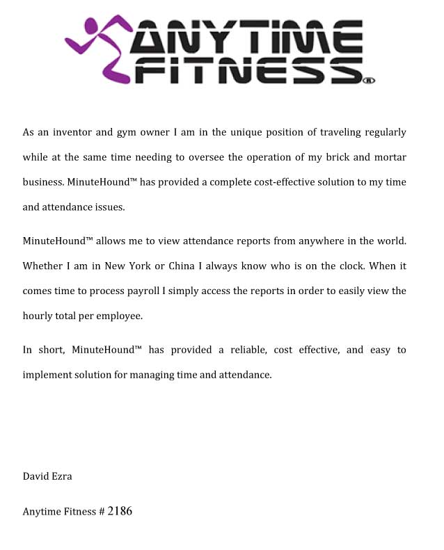 Time Clock Review Anytime Fitness Testimonial